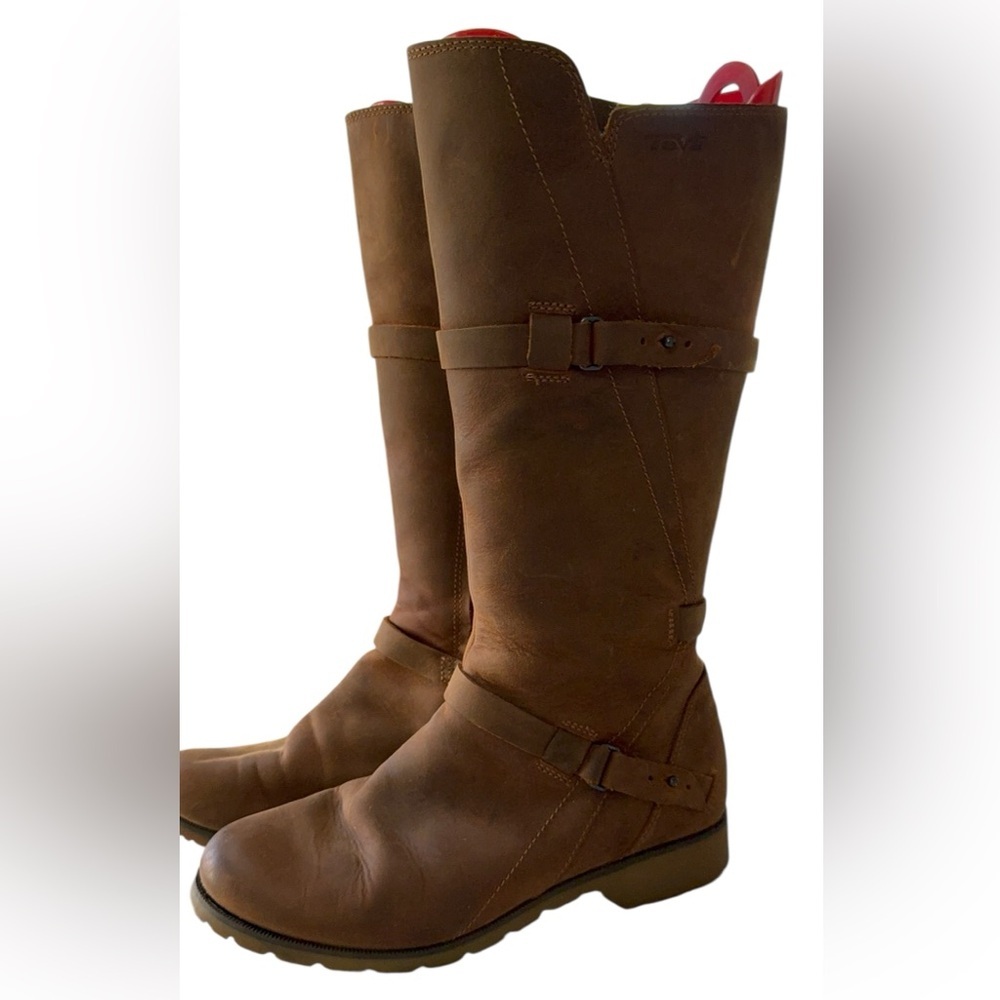 Teva De La Vina tall boots in brown waterproof leather Size 6.5 - Picture 2 of 10